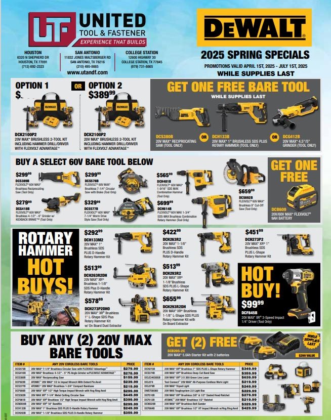 DeWalt 2025 Spring Specials!